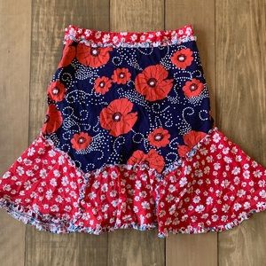 Anthropologie Odille Red, White, Blue Poppy Skirt